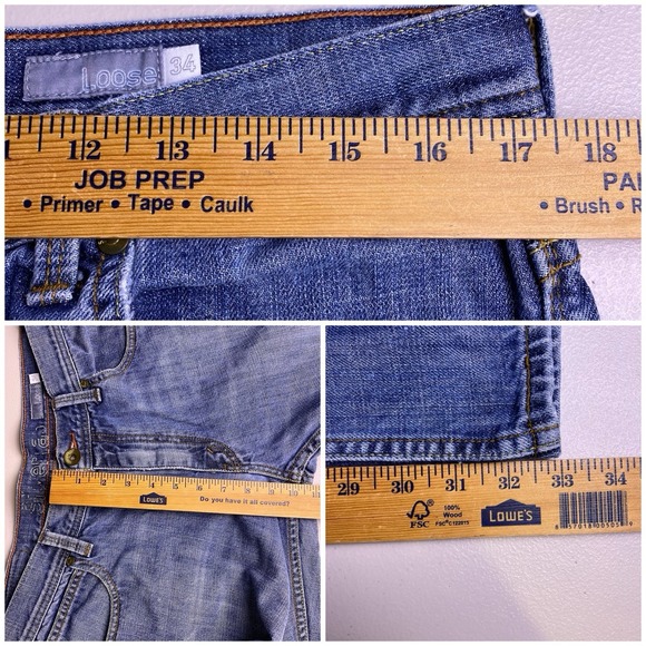 Y2K Levi's SilverTab Jeans 34x34 (35x33) Mens Loose Medium Wash Whiskering Skate - Picture 4 of 8